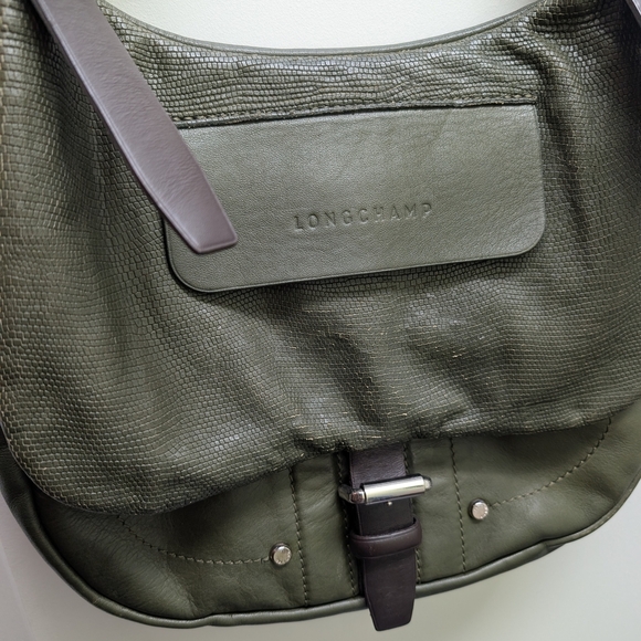 Longchamp Green Leather Balzane Crossbody Saddle Bag - Picture 2 of 14